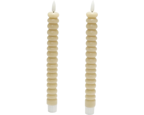 Zwei LED-Kerzen mit Ringeldesign für den Innenbereich