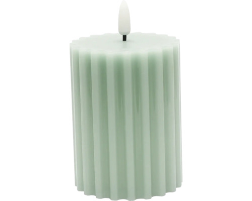Bougie LED en cire Lafiora h 12,5 cm vert avec flamme 3D Bougie LED en cire Lafiora h 12,5 cm vert avec flamme 3D