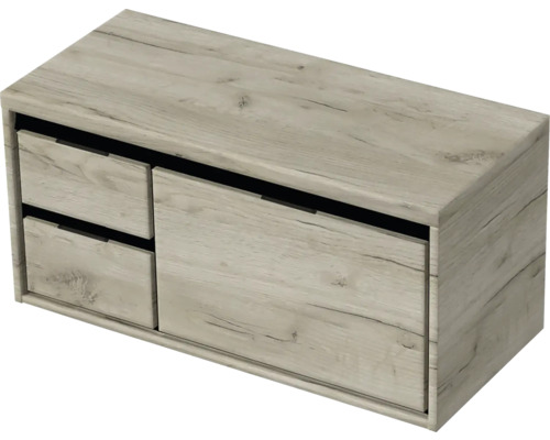 Meuble sous-lavabo avec deux tiroirs au design bois