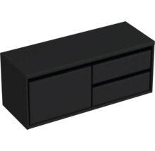Waschtischunterschrank Sanox Loft BxHxT 120,2 x 48 cm x 45 cm Frontfarbe schwarz matt mit Waschtischplatte 2 Auszüge rechts