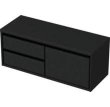 Waschtischunterschrank Sanox Loft BxHxT 120,2 x 48 cm x 45 cm Frontfarbe schwarz matt mit Waschtischplatte 2 Auszüge links
