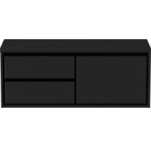Waschtischunterschrank Sanox Loft BxHxT 120,2 x 48 cm x 45 cm Frontfarbe schwarz matt mit Waschtischplatte 2 Auszüge links