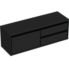 Waschtischunterschrank Sanox Loft BxHxT 140,2 x 48 cm x 45 cm Frontfarbe schwarz matt mit Waschtischplatte 2 Auszüge rechts