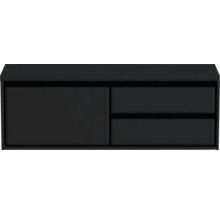 Waschtischunterschrank Sanox Loft BxHxT 140,2 x 48 cm x 45 cm Frontfarbe schwarz matt mit Waschtischplatte 2 Auszüge rechts