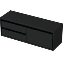 Waschtischunterschrank Sanox Loft BxHxT 140,2 x 48 cm x 45 cm Frontfarbe schwarz matt mit Waschtischplatte 2 Auszüge links