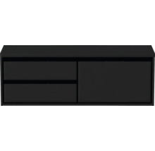Waschtischunterschrank Sanox Loft BxHxT 140,2 x 48 cm x 45 cm Frontfarbe schwarz matt mit Waschtischplatte 2 Auszüge links
