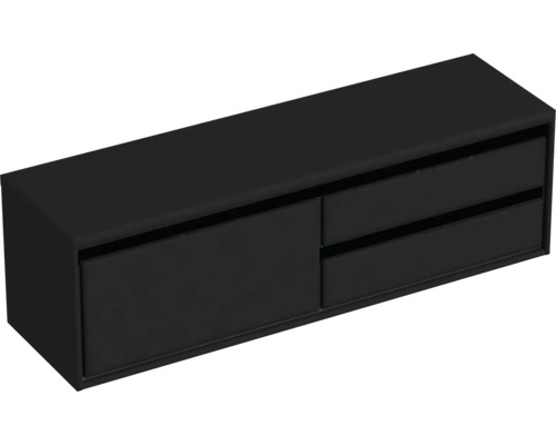 Waschtischunterschrank Sanox Loft BxHxT 160,2 x 48 cm x 45 cm Frontfarbe schwarz matt mit Waschtischplatte 2 Auszüge rechts Waschtischunterschrank Sanox Loft BxHxT 160,2 x 48 cm x 45 cm Frontfarbe schwarz matt mit Waschtischplatte 2 Auszüge rechts