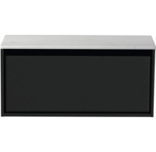 Waschtischunterschrank Sanox Loft BxHxT 101 x 47 cm x 46 cm Frontfarbe schwarz matt mit Waschtischplatte Kunststein weiß