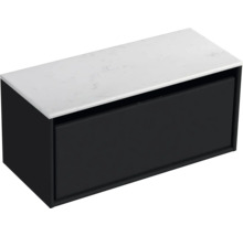 Waschtischunterschrank Sanox Loft BxHxT 101 x 47 cm x 46 cm Frontfarbe schwarz matt mit Waschtischplatte Kunststein weiß