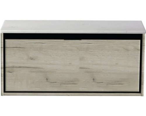 Waschtischunterschrank Sanox Loft BxHxT 101 x 47 cm x 46 cm Frontfarbe craft oak mit Waschtischplatte Kunststein weiß 84747960