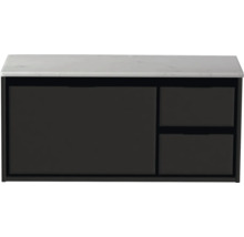 Waschtischunterschrank Sanox Loft BxHxT 101 x 47 cm x 46 cm Frontfarbe schwarz matt mit Waschtischplatte Kunststein weiß 2 Schubkästen rechts