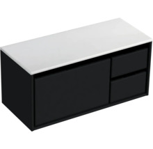 Waschtischunterschrank Sanox Loft BxHxT 101 x 47 cm x 46 cm Frontfarbe schwarz matt mit Waschtischplatte Kunststein weiß 2 Schubkästen rechts