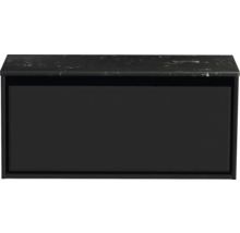 Waschtischunterschrank Sanox Loft BxHxT 101 x 47 cm x 46 cm Frontfarbe schwarz matt mit Waschtischplatte Kunststein schwarz