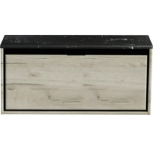 Waschtischunterschrank Sanox Loft BxHxT 101 x 47 cm x 46 cm Frontfarbe craft oak mit Waschtischplatte Kunststein schwarz 84748260