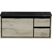 Waschtischunterschrank Sanox Loft BxHxT 101 x 47 cm x 46 cm Frontfarbe craft oak mit Waschtischplatte Kunststein schwarz 84748360