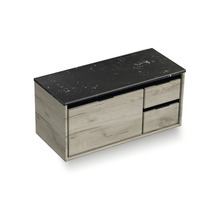 Waschtischunterschrank Sanox Loft BxHxT 101 x 47 cm x 46 cm Frontfarbe craft oak mit Waschtischplatte Kunststein schwarz 84748360