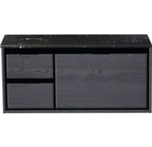 Waschtischunterschrank Sanox Loft BxHxT 101 x 47 cm x 46 cm Frontfarbe black oak mit Waschtischplatte Kunststein schwarz 2 Schubkästen links