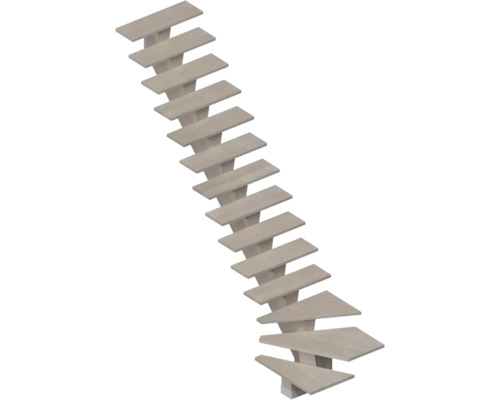 Pertura Mittelholmtreppe Agape Apache Grey 90 cm Valchromat (Holzfaser) Eiche furniert Geölt 14 Stufen 15 Steigungen