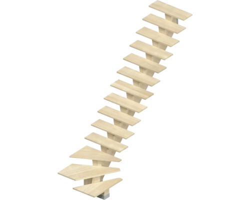 Pertura Mittelholmtreppe Agape Sioux White 90 cm Valchromat (Holzfaser) Eiche furniert Geölt 14 Stufen 15 Steigungen