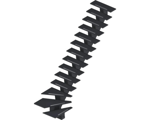 Pertura Mittelholmtreppe Agape Schwarz 90 cm Valchromat (Holzfaser) Geölt 14 Stufen 15 Steigungen