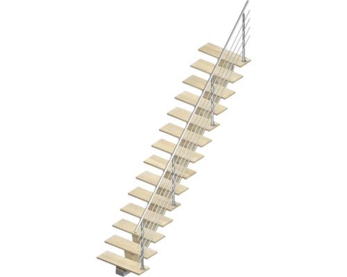Escalier en bois avec rampe en métal