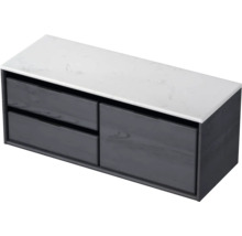 Waschbeckenunterschrank mit zwei Schubladen und Platte in Marmoroptik