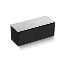 Waschtischunterschrank Sanox Loft BxHxT 121 x 47 cm x 46 cm Frontfarbe schwarz matt mit Waschtischplatte Kunststein weiß