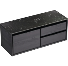 Waschtischunterschrank Sanox Loft BxHxT 121 x 47 cm x 46 cm Frontfarbe black oak mit Waschtischplatte Kunststein schwarz 2 Auszüge rechts