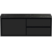 Waschtischunterschrank Sanox Loft BxHxT 121 x 47 cm x 46 cm Frontfarbe schwarz matt mit Waschtischplatte Kunststein schwarz 2 Auszüge rechts