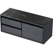 Waschtischunterschrank Sanox Loft BxHxT 121 x 47 cm x 46 cm Frontfarbe black oak mit Waschtischplatte Kunststein schwarz 2 Auszüge links