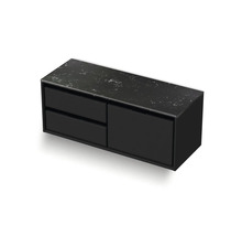 Waschtischunterschrank Sanox Loft BxHxT 121 x 47 cm x 46 cm Frontfarbe schwarz matt mit Waschtischplatte Kunststein schwarz 2 Auszüge link