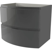 Meuble sous-vasque Vague hauteur 55 largeur 69 profondeur 52 cm anthracite