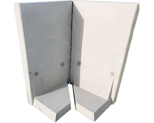 Winkelstütze für Eckausbildung zweiteilig Sichtbeton grau 100 cm x 8 cm x 205 cm Fußtiefe = 96,3 cm Winkelstütze für Eckausbildung zweiteilig Sichtbeton grau 100 cm x 8 cm x 205 cm Fußtiefe = 96,3 cm