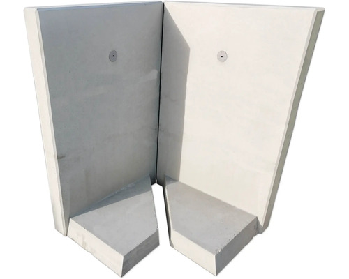 Pierre en L pour formation d'angle deux parties béton apparent gris 100 cm x 8 cm x 155 cm profondeur = 85 cm Pierre en L pour formation d'angle deux parties béton apparent gris 100 cm x 8 cm x 155 cm profondeur = 85 cm