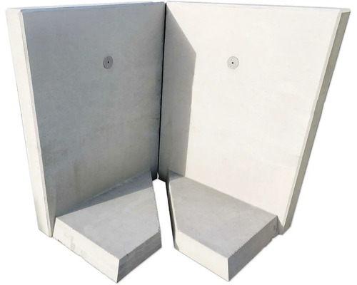 Winkelstütze für Eckausbildung zweiteilig Sichtbeton grau 100 cm x 8 cm x 130 cm Fußtiefe = 70 cm Winkelstütze für Eckausbildung zweiteilig Sichtbeton grau 100 cm x 8 cm x 130 cm Fußtiefe = 70 cm