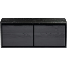 Waschtischunterschrank Sanox Loft BxHxT 121 x 47 cm x 46 cm Frontfarbe black oak mit Waschtischplatte Kunststein schwarz
