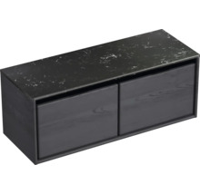 Waschtischunterschrank Sanox Loft BxHxT 121 x 47 cm x 46 cm Frontfarbe black oak mit Waschtischplatte Kunststein schwarz