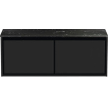 Waschtischunterschrank Sanox Loft BxHxT 121 x 47 cm x 46 cm Frontfarbe schwarz matt mit Waschtischplatte Kunststein schwarz