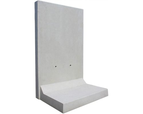 Winkelstütze Sichtbeton grau 100 x 8 x 205 cm Fußtiefe = 96,3 cm