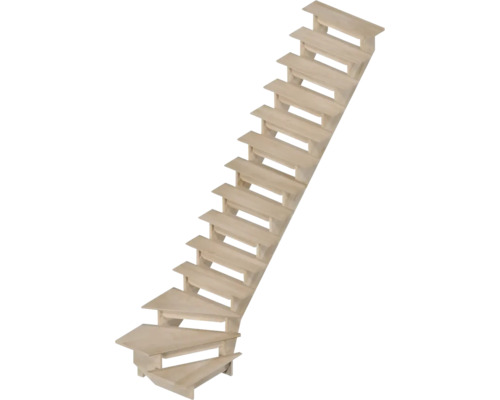 Holztreppe mit drehenden Stufen