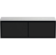 Waschtischunterschrank Sanox Loft BxHxT 141 x 47 cm x 46 cm Frontfarbe schwarz matt mit Waschtischplatte Kunststein weiß