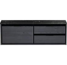 Waschtischunterschrank Sanox Loft BxHxT 141 x 47 cm x 46 cm Frontfarbe black oak mit Waschtischplatte Kunststein schwarz 2 Auszüge rechts
