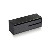 Waschtischunterschrank Sanox Loft BxHxT 141 x 47 cm x 46 cm Frontfarbe black oak mit Waschtischplatte Kunststein schwarz 2 Auszüge rechts