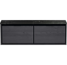 Waschtischunterschrank Sanox Loft BxHxT 141 x 47 cm x 46 cm Frontfarbe black oak mit Waschtischplatte Kunststein schwarz