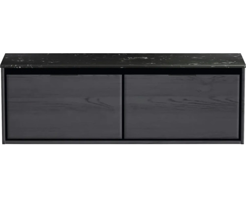 Waschtischunterschrank Sanox Loft BxHxT 141 x 47 cm x 46 cm Frontfarbe black oak mit Waschtischplatte Kunststein schwarz Waschtischunterschrank Sanox Loft BxHxT 141 x 47 cm x 46 cm Frontfarbe black oak mit Waschtischplatte Kunststein schwarz