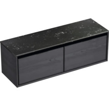 Waschtischunterschrank Sanox Loft BxHxT 141 x 47 cm x 46 cm Frontfarbe black oak mit Waschtischplatte Kunststein schwarz
