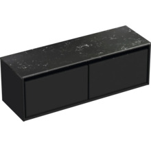 Waschtischunterschrank Sanox Loft BxHxT 141 x 47 cm x 46 cm Frontfarbe schwarz matt mit Waschtischplatte Kunststein schwarz
