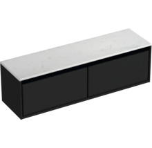 Waschtischunterschrank Sanox Loft BxHxT 161 x 47 cm x 46 cm Frontfarbe schwarz matt mit Waschtischplatte Kunststein weiß