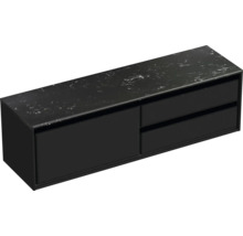 Waschtischunterschrank Sanox Loft BxHxT 161 x 47 cm x 46 cm Frontfarbe schwarz matt mit Waschtischplatte Kunststein schwarz 2 Auszüge rechts