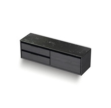 Waschtischunterschrank Sanox Loft BxHxT 161 x 47 cm x 46 cm Frontfarbe black oak mit Waschtischplatte Kunststein schwarz 2 Auszüge links